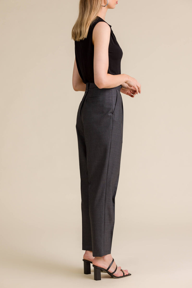 CINDY High Waist Trousers grey melange side