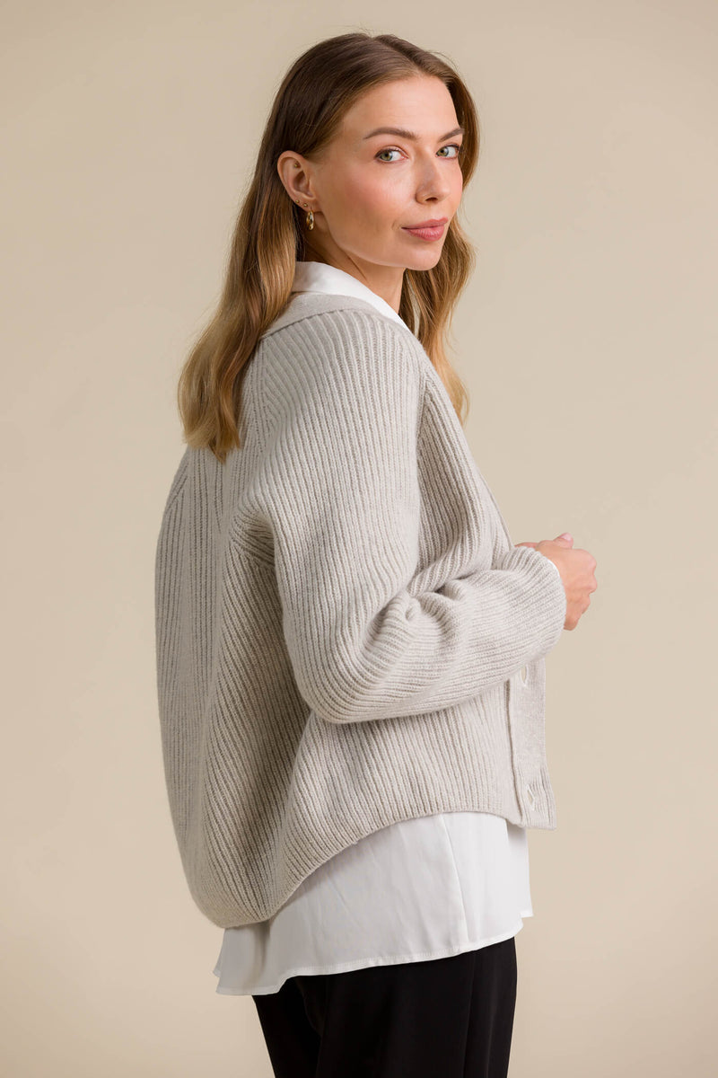 cleo knit cardigan light grey melange side