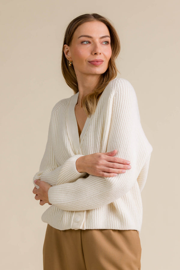 cleo knit cardigan soft white side