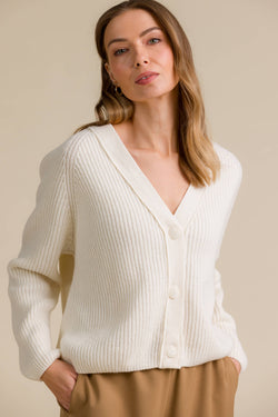 cleo knit cardigan soft white