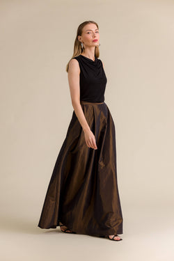 Elena wide hem maxi skirt brown