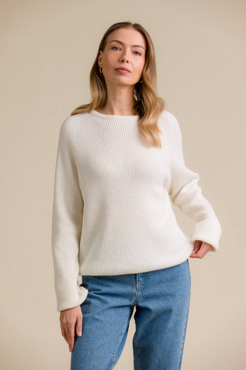 elinor oversize knit jumper soft white