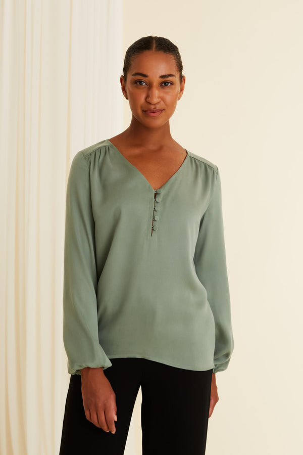 JOANNA Cupro Blouse jade green